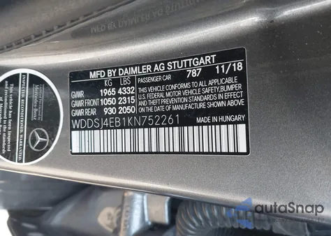 2019 Mercedes-Benz Cla 250 z USA, uszkodzony, nr VIN WDDSJ4EB1KN752261